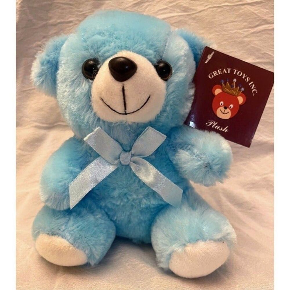 6" Baby Blue Plush Teddy Bear by Great Toys Inc. Stuffed Animal Toy Gift NWT